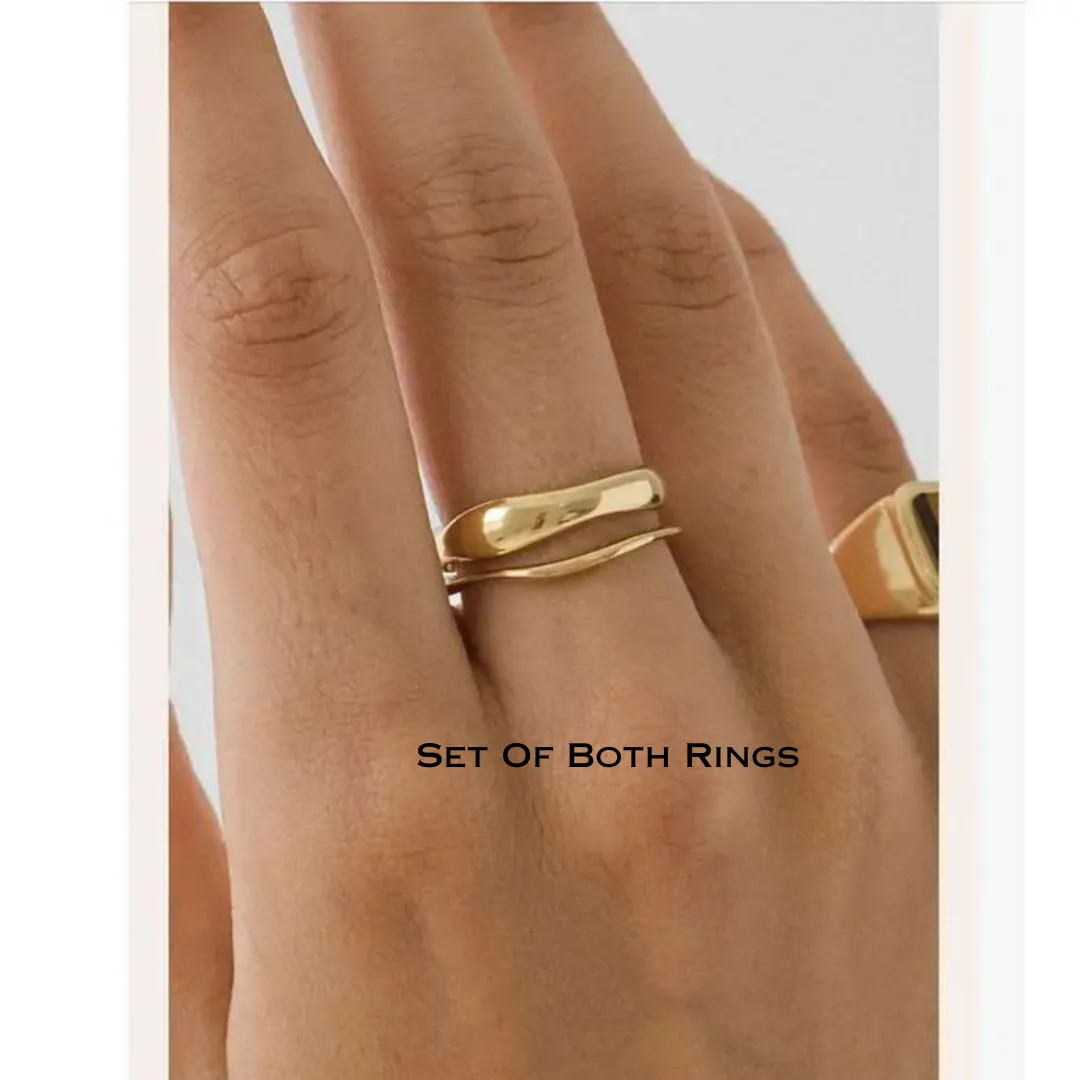 18K Gold-Filled Irregular Ring Set