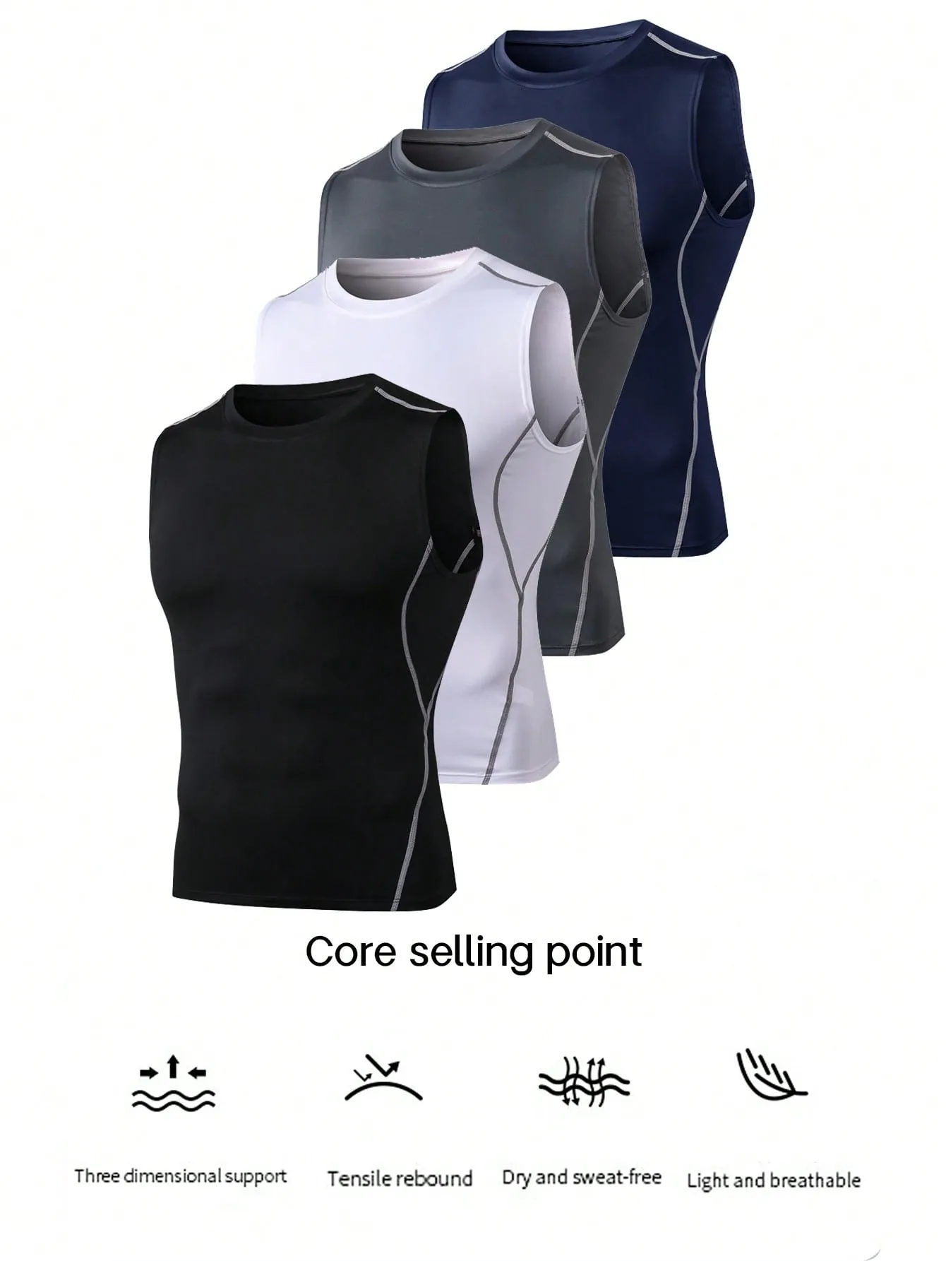 3pcs Men's Compression Tank Top