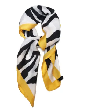 70cm x 70cm Square Scarf Yellow Zebra Print Pattern Scarf Thin Silky Womens Summer Spring