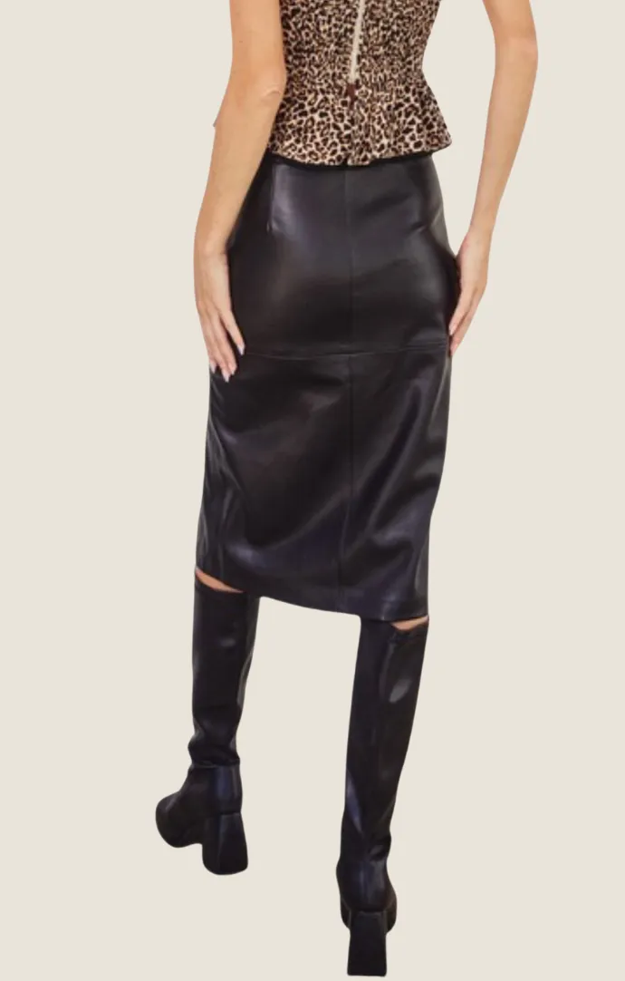 Adira Black Vegan Leather Skirt