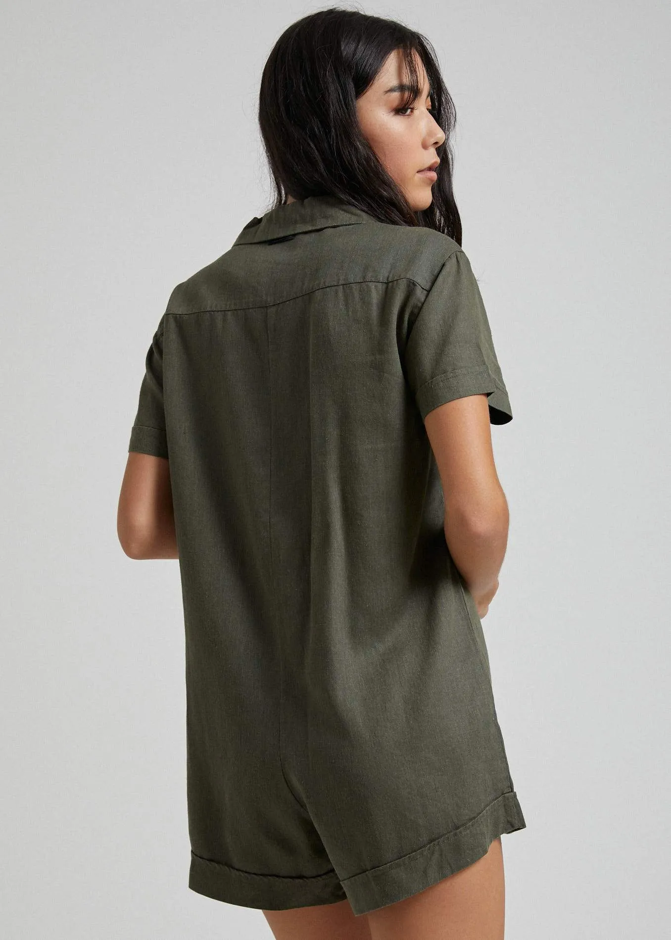 Afends Womens Kokomo - Hemp Playsuit - Military