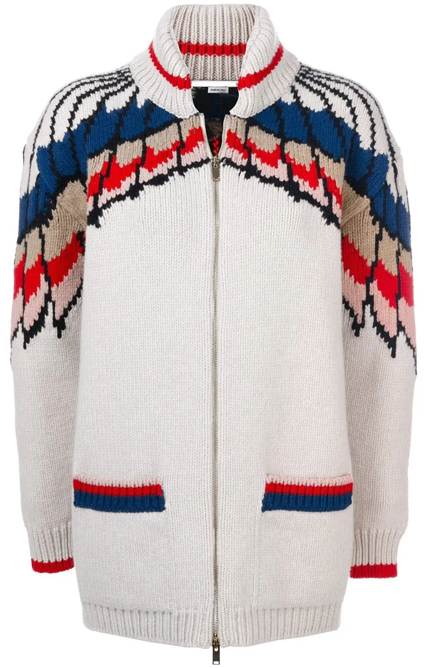 'All is Love' Feather Print Zipper Cardigan