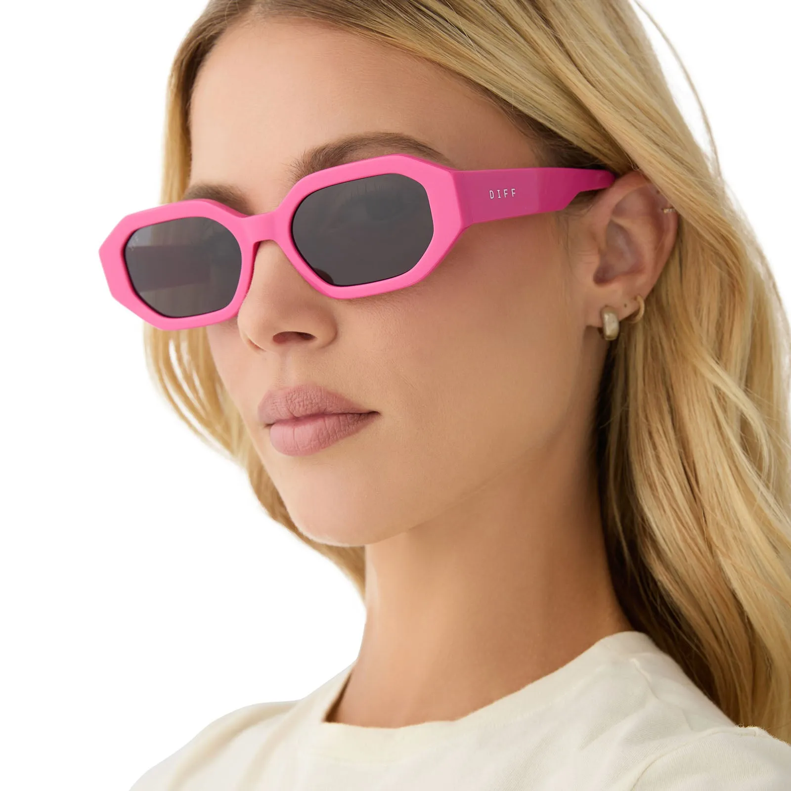 ALLEGRA - BRIGHT PINK   GREY SUNGLASSES