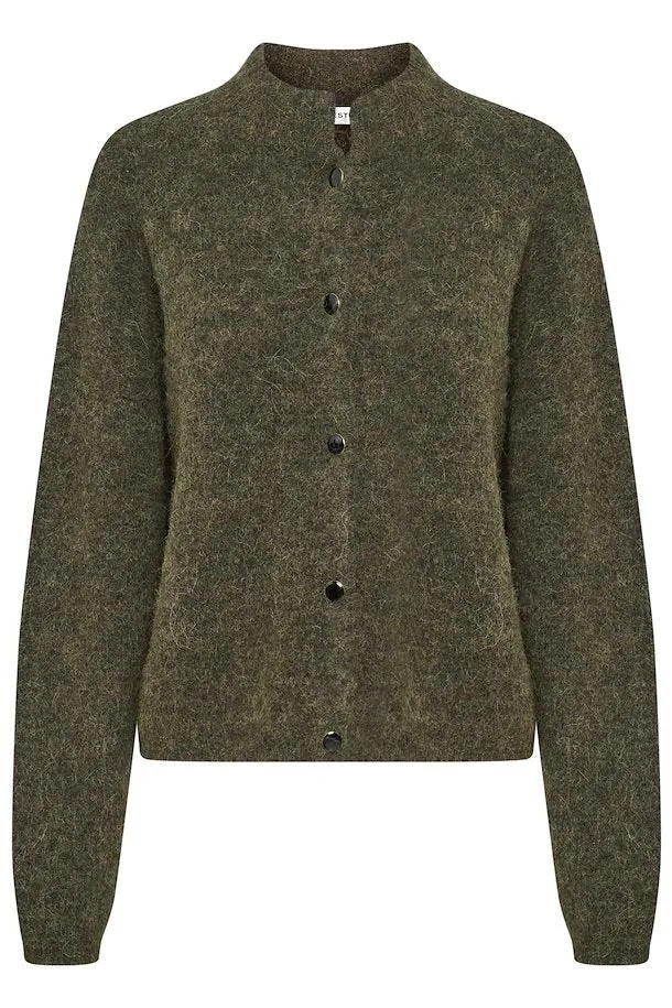 AlphaGZ Short Cardigan - Dark Olive Melange