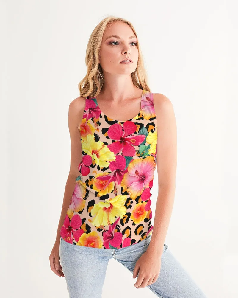 Animal Print Island Flowers Women's Racerback Tank