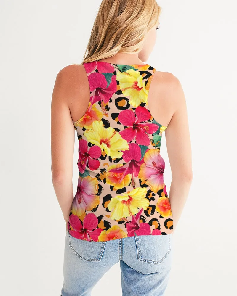 Animal Print Island Flowers Women's Racerback Tank