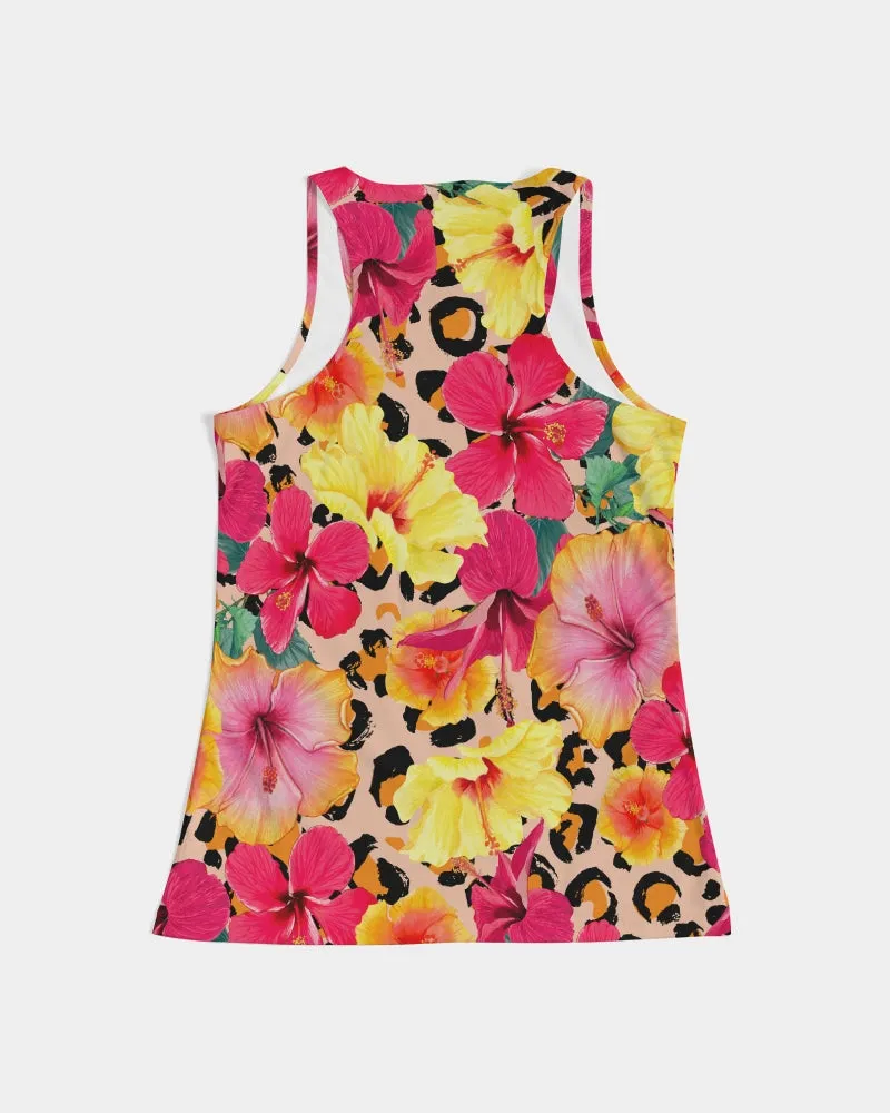 Animal Print Island Flowers Women's Racerback Tank