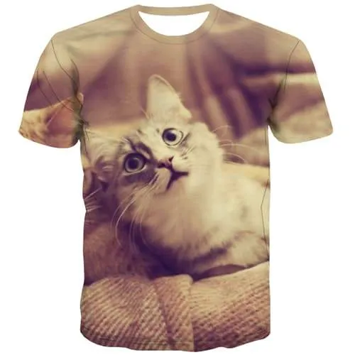 Animal T shirts Men Cat Shirt Print Lovely T shirts Funny Leisure T-shirts 3d Anime T-shirts Graphic Short Sleeve Hip hop Unisex