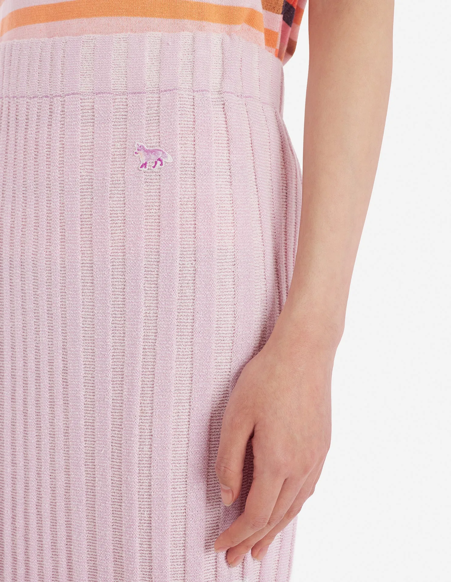 Baby Fox Patch Ribbed Midi Skirt Lilac