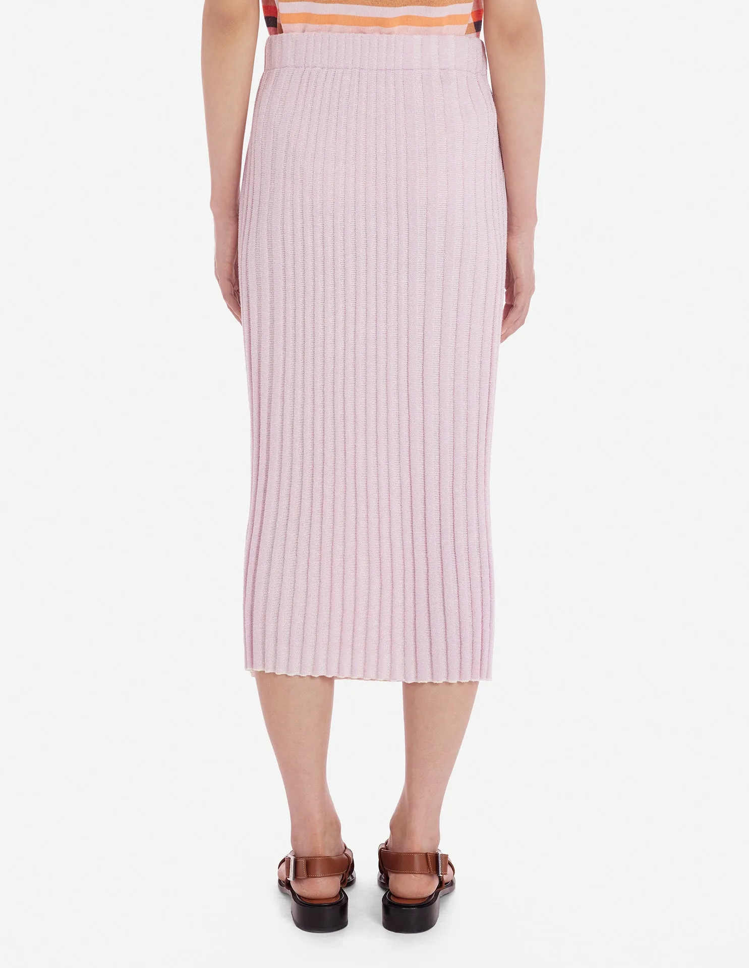 Baby Fox Patch Ribbed Midi Skirt Lilac