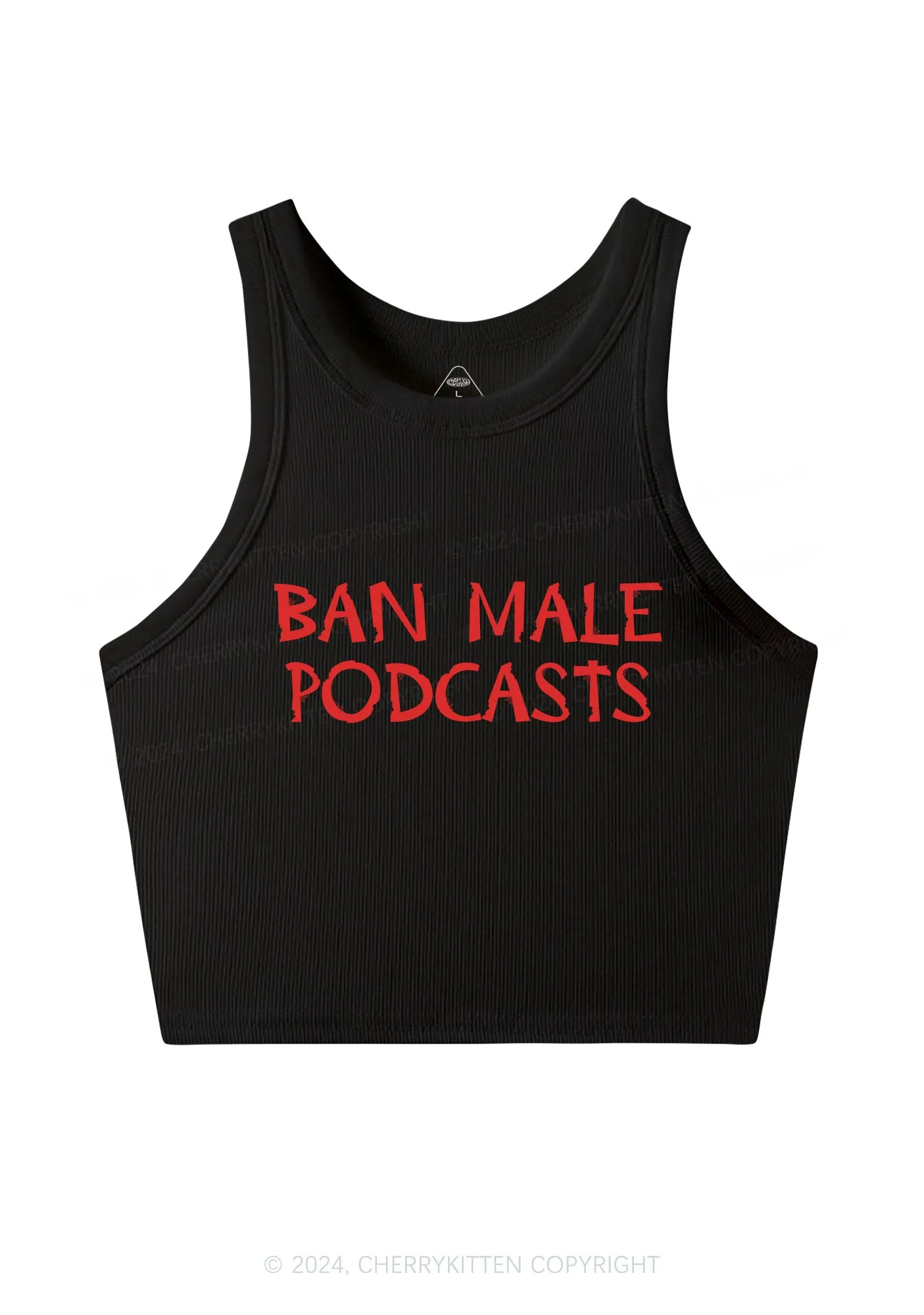 Ban Male Podcasts Y2K Crop Tank Top Cherrykitten