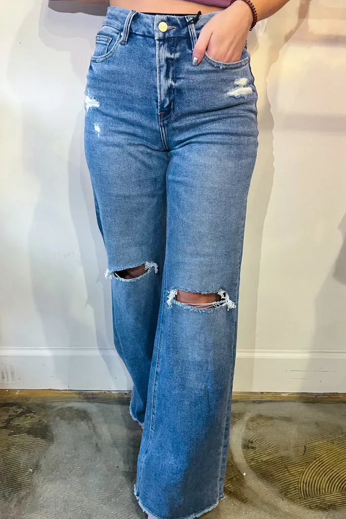 Becca Wide Leg Distressed Denim