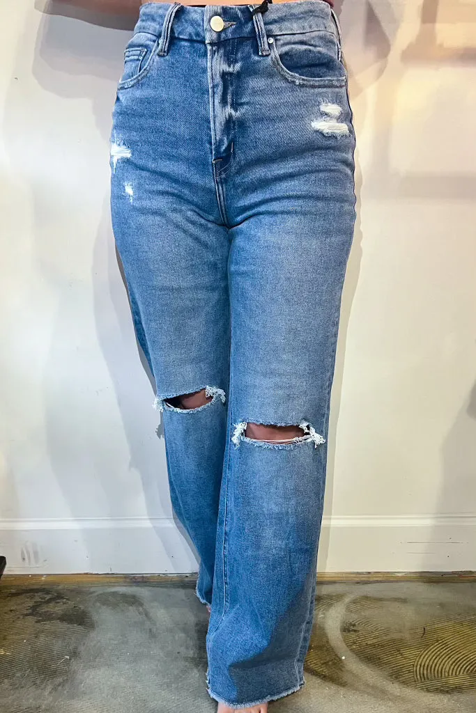 Becca Wide Leg Distressed Denim