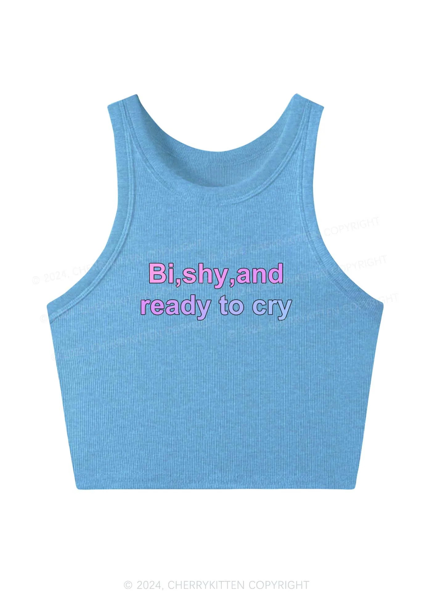 Bi Shy And Ready To Cry Y2K Crop Tank Top Cherrykitten