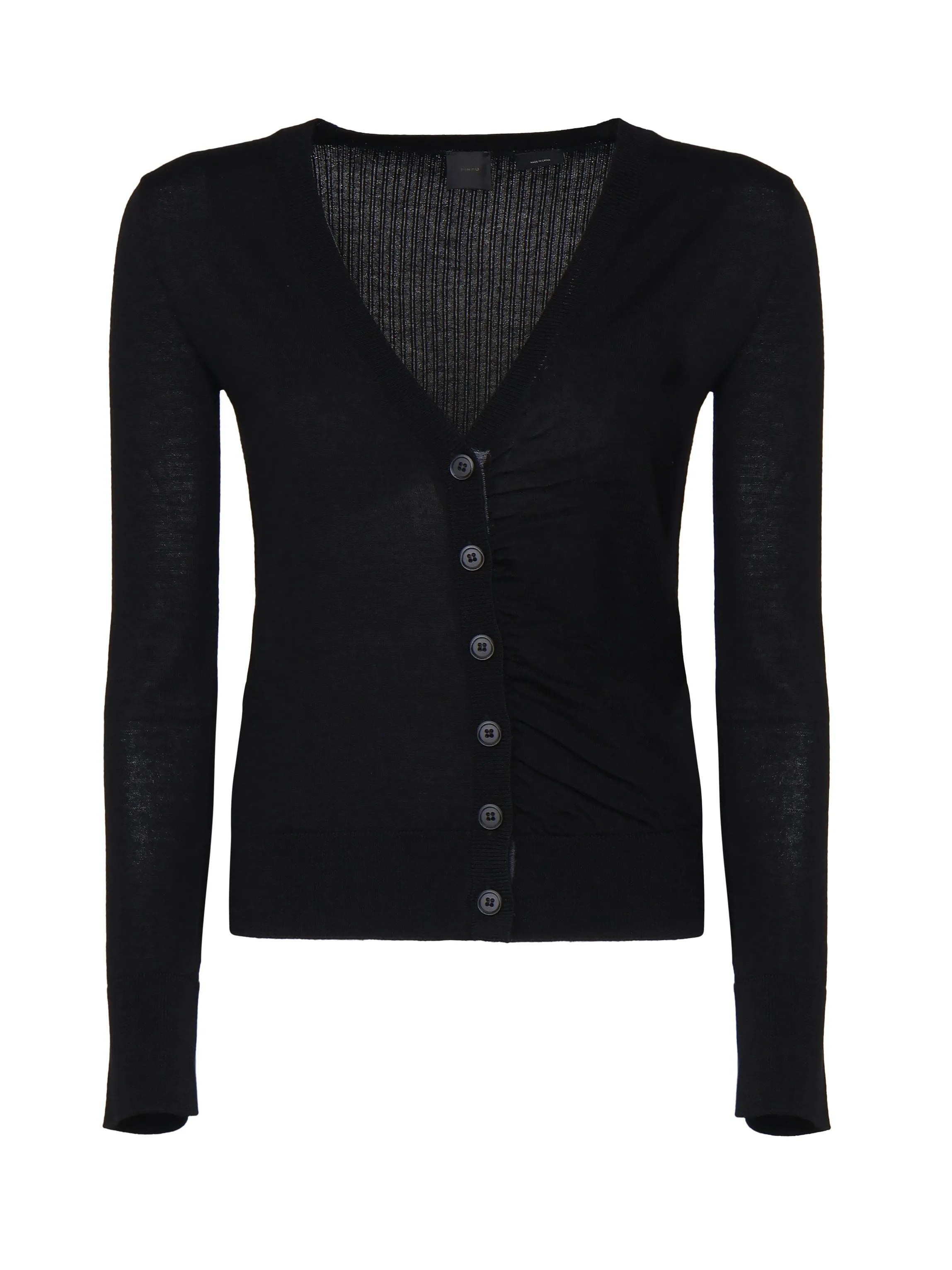 Black V-neck Cardigan with Buttons