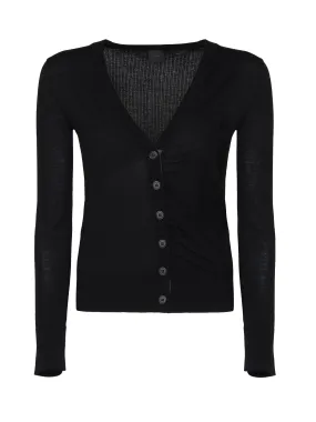 Black V-neck Cardigan with Buttons