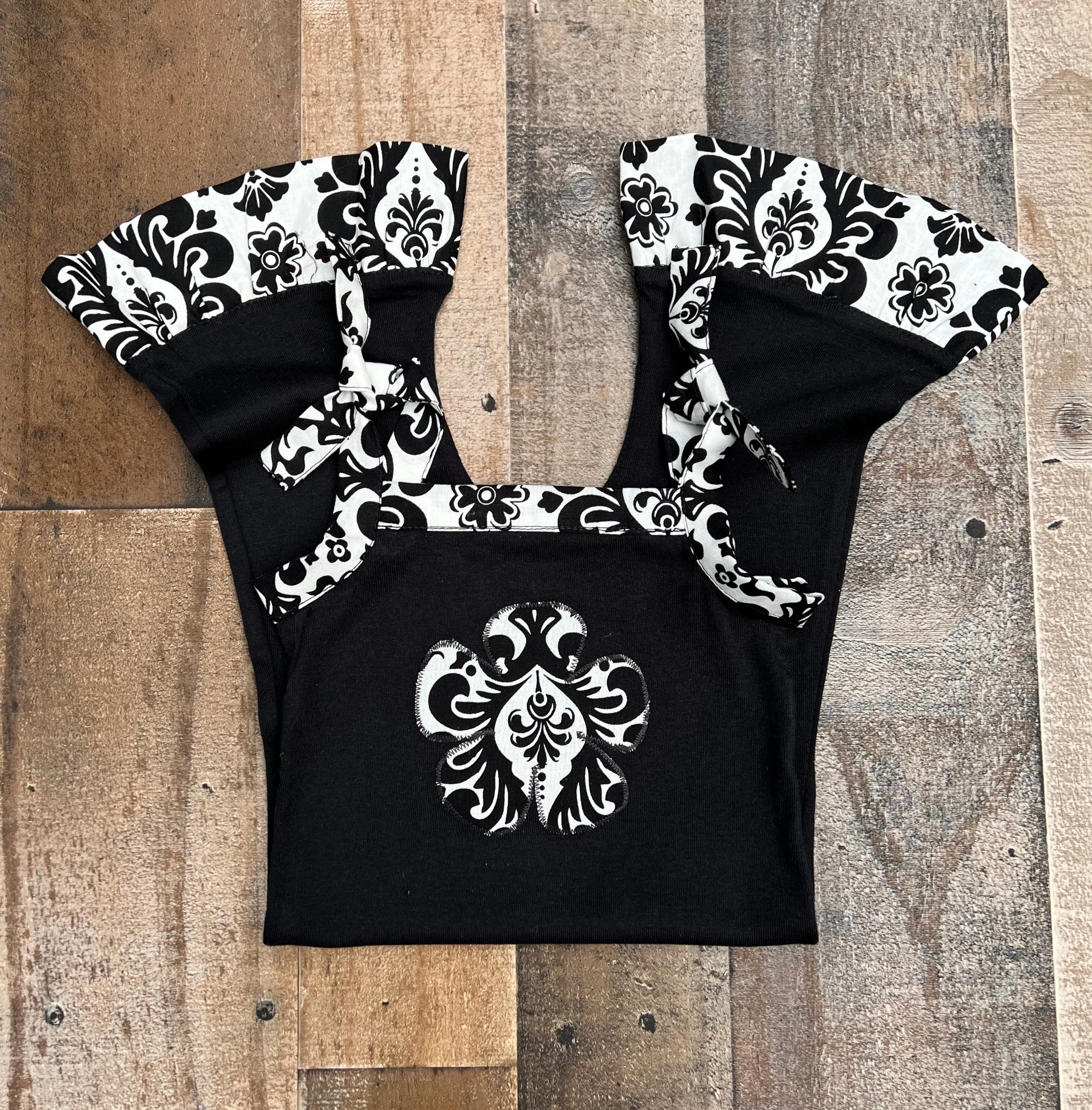 Black White Damask Romper