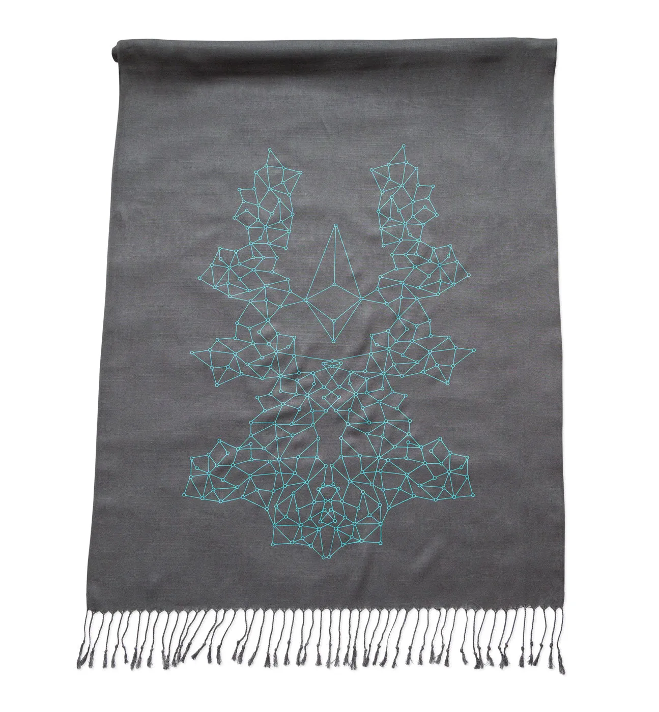 Blockchain Scarf, Distributed Network Visualization Linen-Weave Pashmina