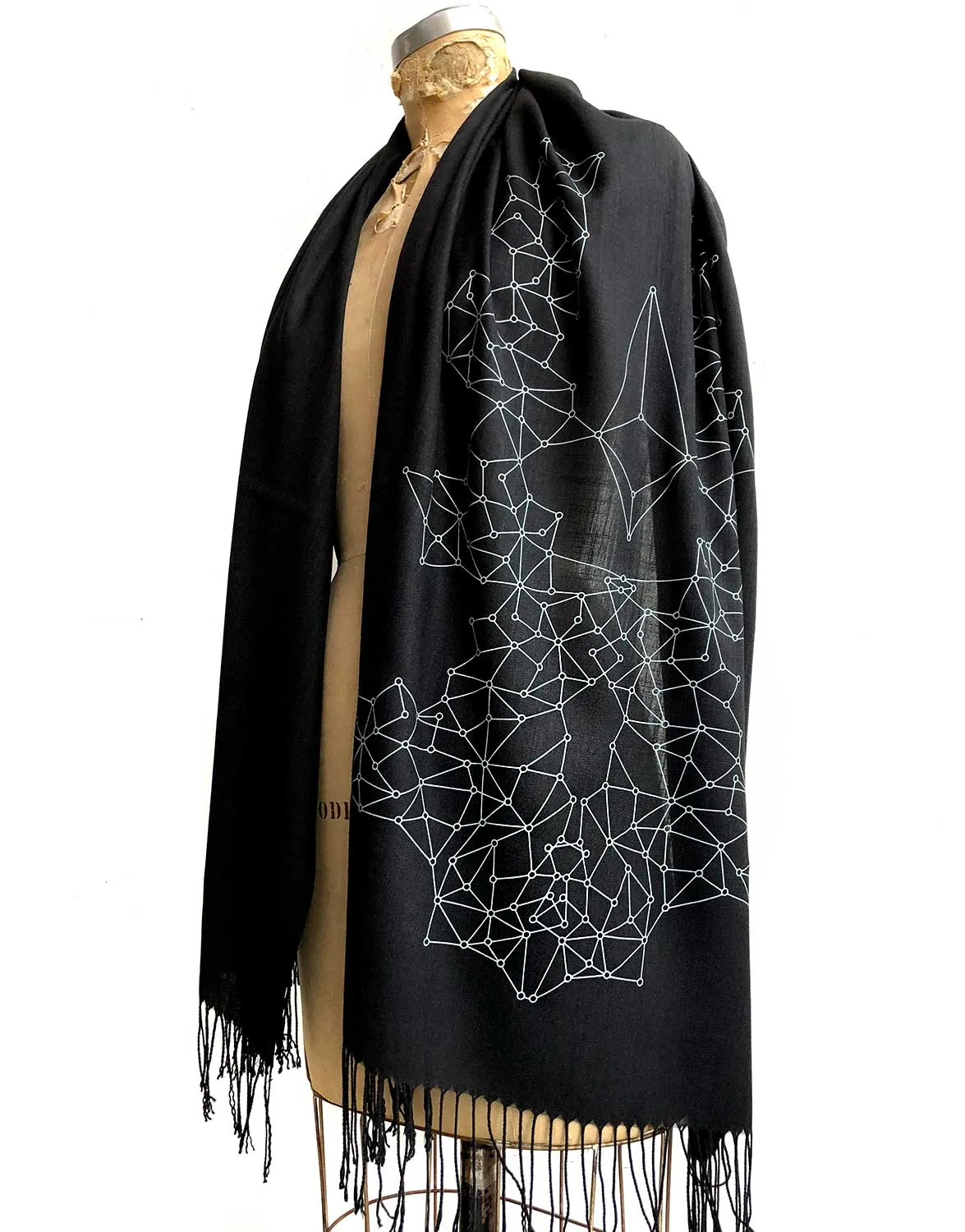 Blockchain Scarf, Distributed Network Visualization Linen-Weave Pashmina