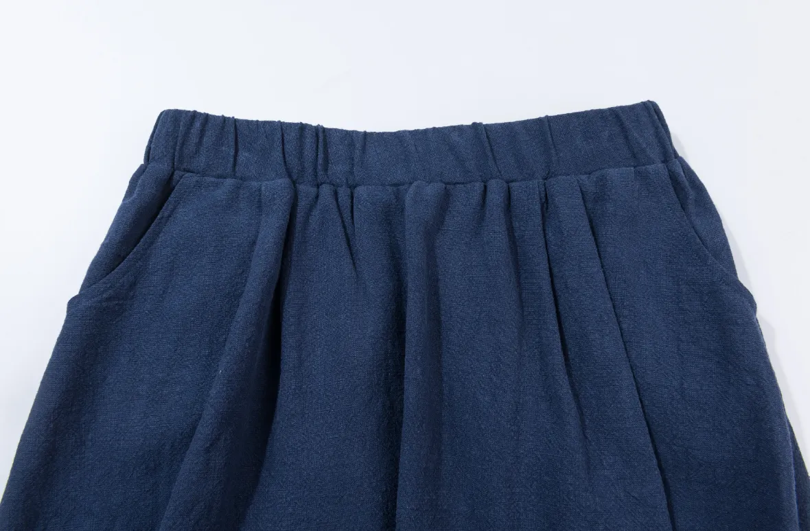 blue midi skirt, midi linen skirt, blue skirt, summer skirt, womens skirt 1925#