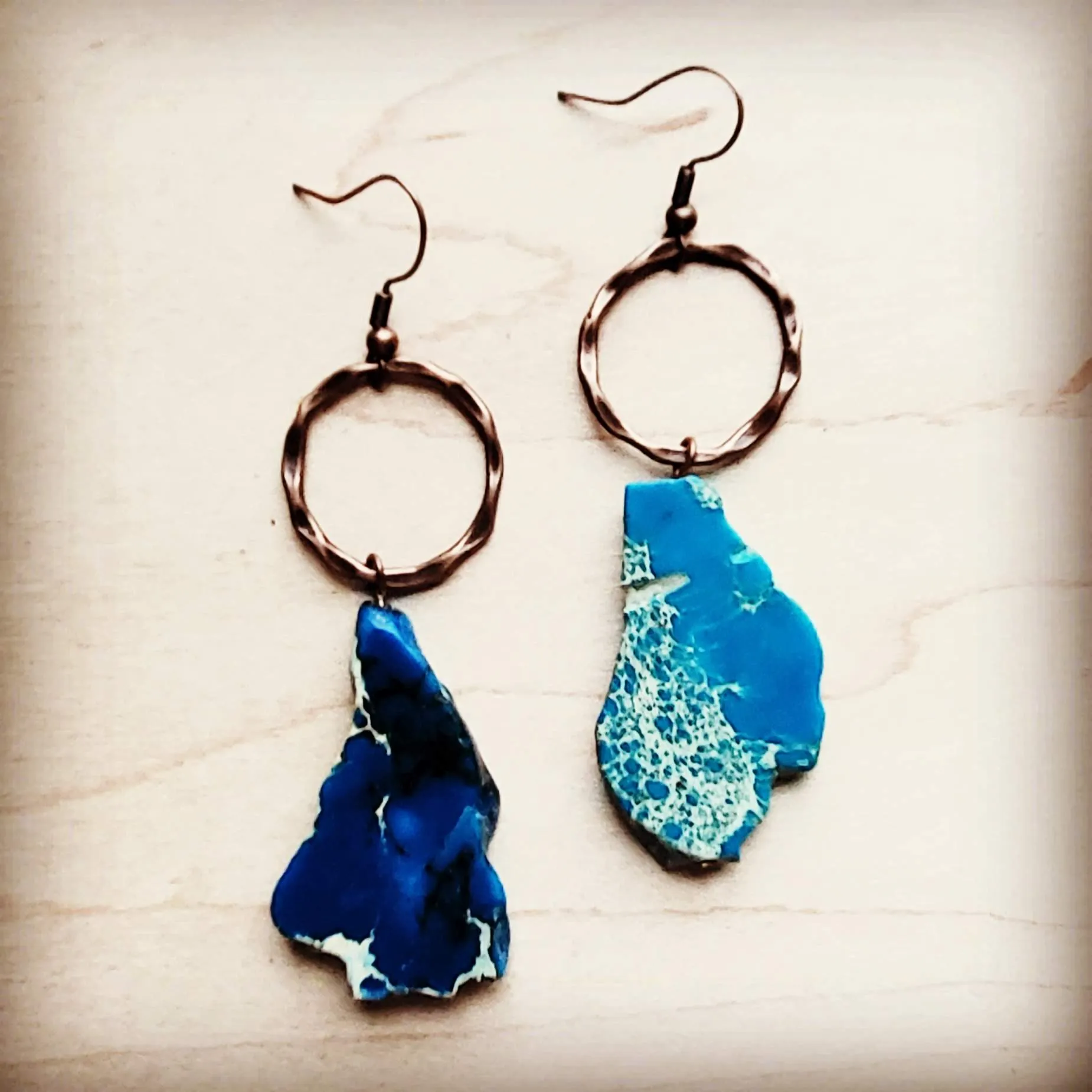 Blue Regalite Chunky Earrings 215p