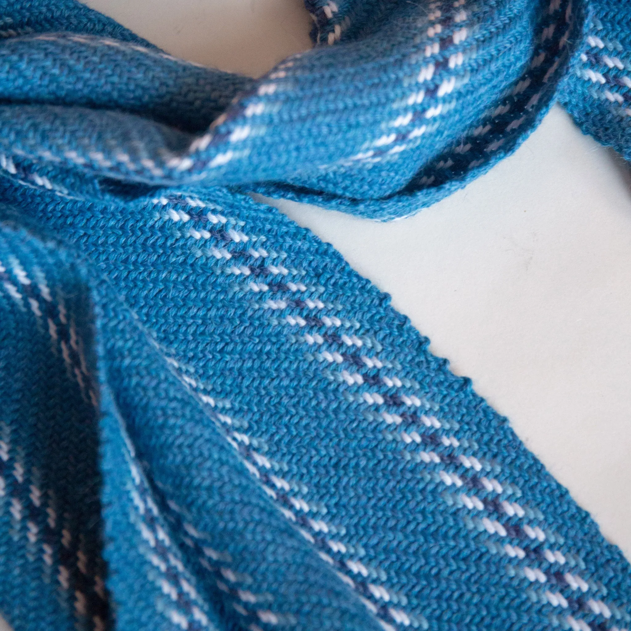 Blue Ticking Stripe Handwoven Alpaca Scarf