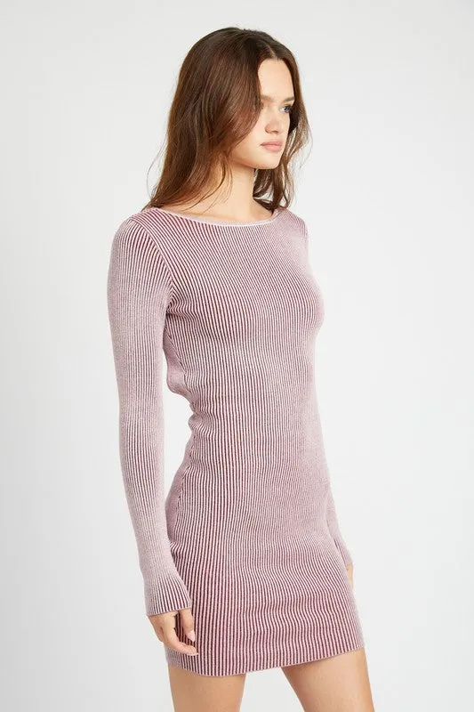 Bodycon Mini Knit Dress With Open Back