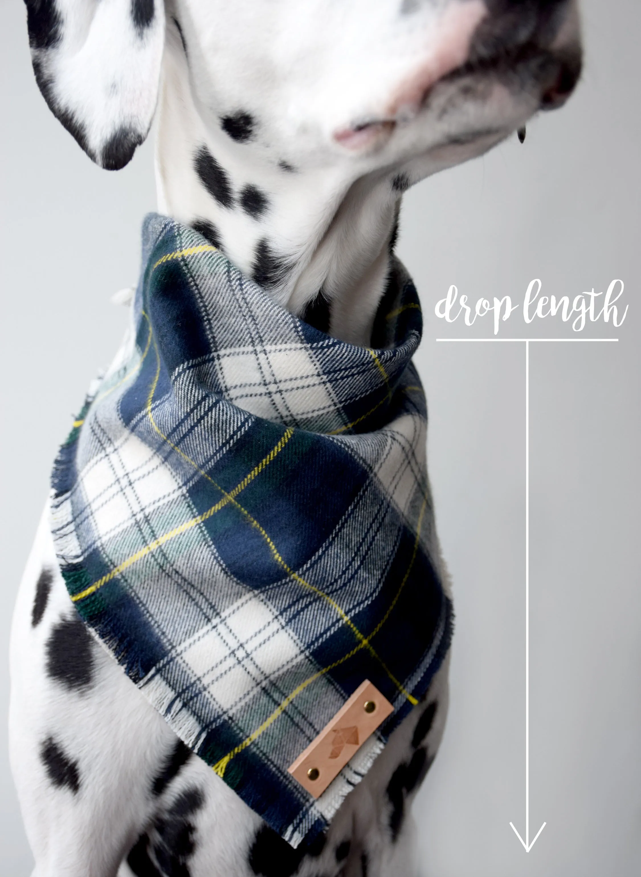 BONE Fringed Flannel Dog Bandana - Snap/Tie On Cotton Scarf