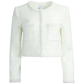 Boucle Pearl Trim Jacket - Cream