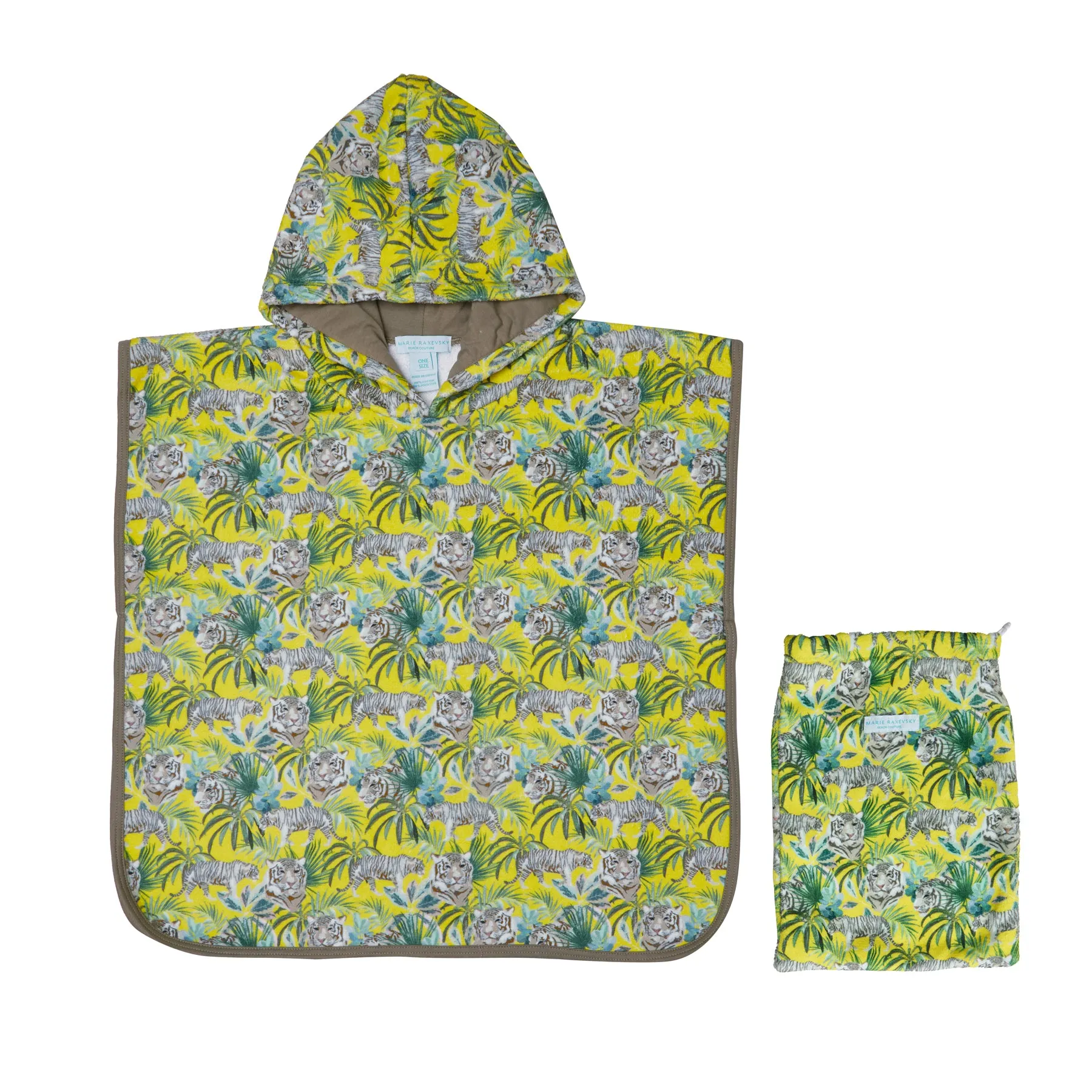 BOY'S HOODED TERRY PONCHO JUNGLE YELLOW