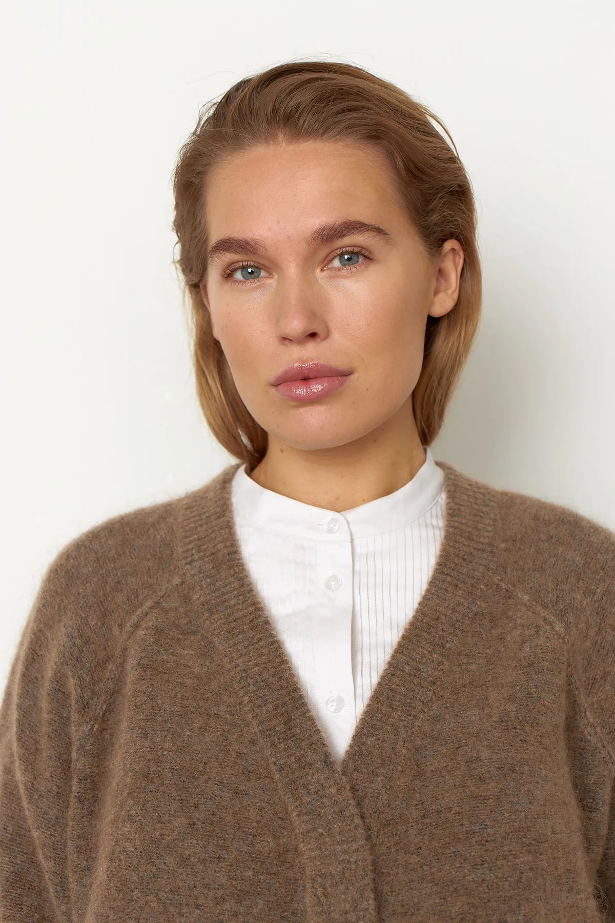 Brook Knit Reverse Boxy Cardigan - Desert Taupe