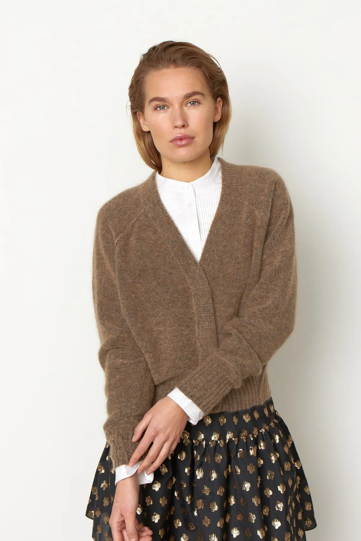 Brook Knit Reverse Boxy Cardigan - Desert Taupe