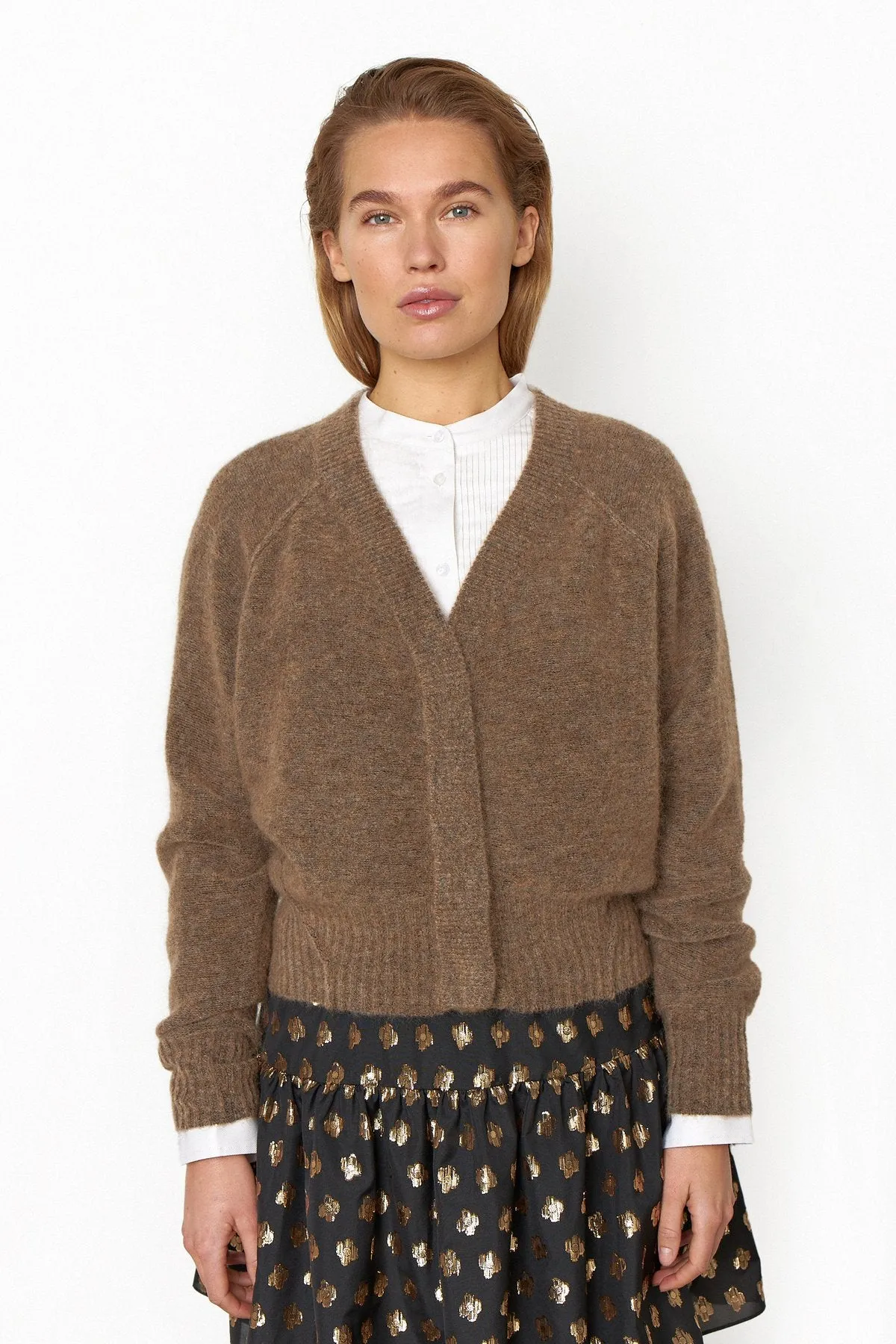 Brook Knit Reverse Boxy Cardigan - Desert Taupe