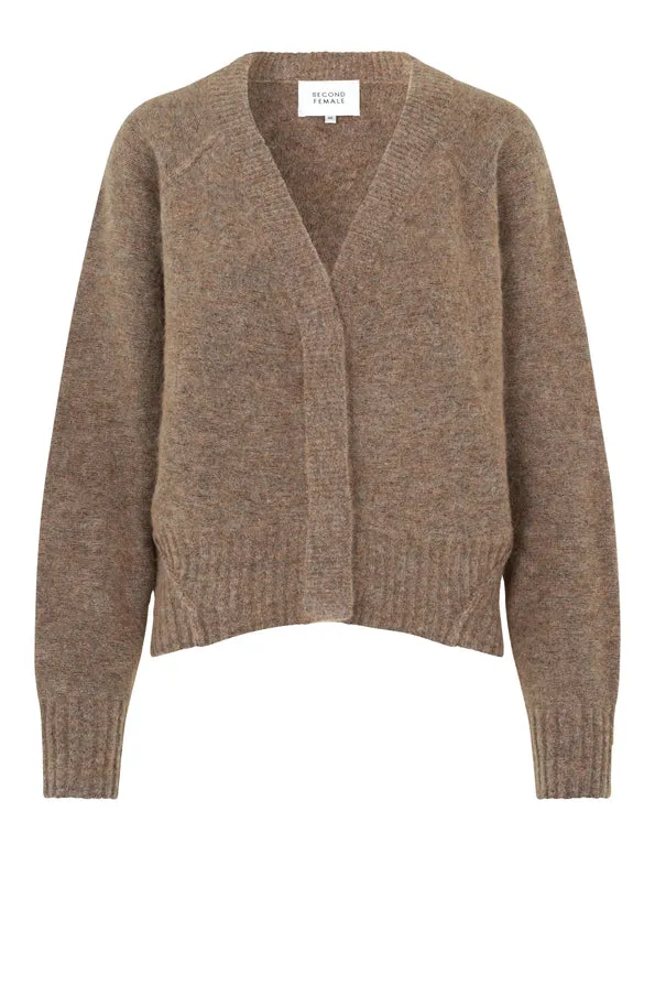 Brook Knit Reverse Boxy Cardigan - Desert Taupe