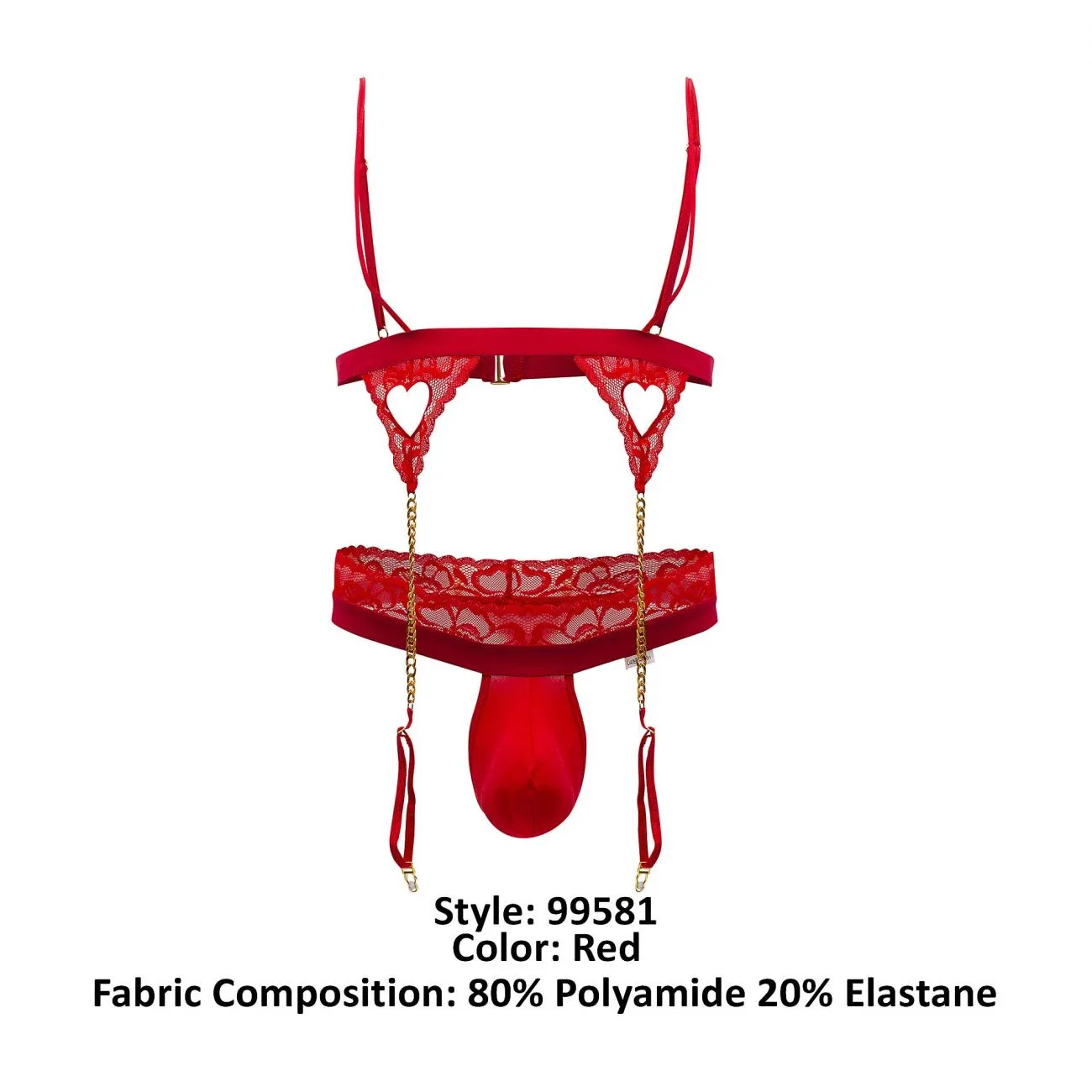 CandyMan 99581 Harness-Thongs Outfit Color Red