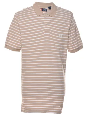 Chaps White & Light Brown Polo Shirt - L