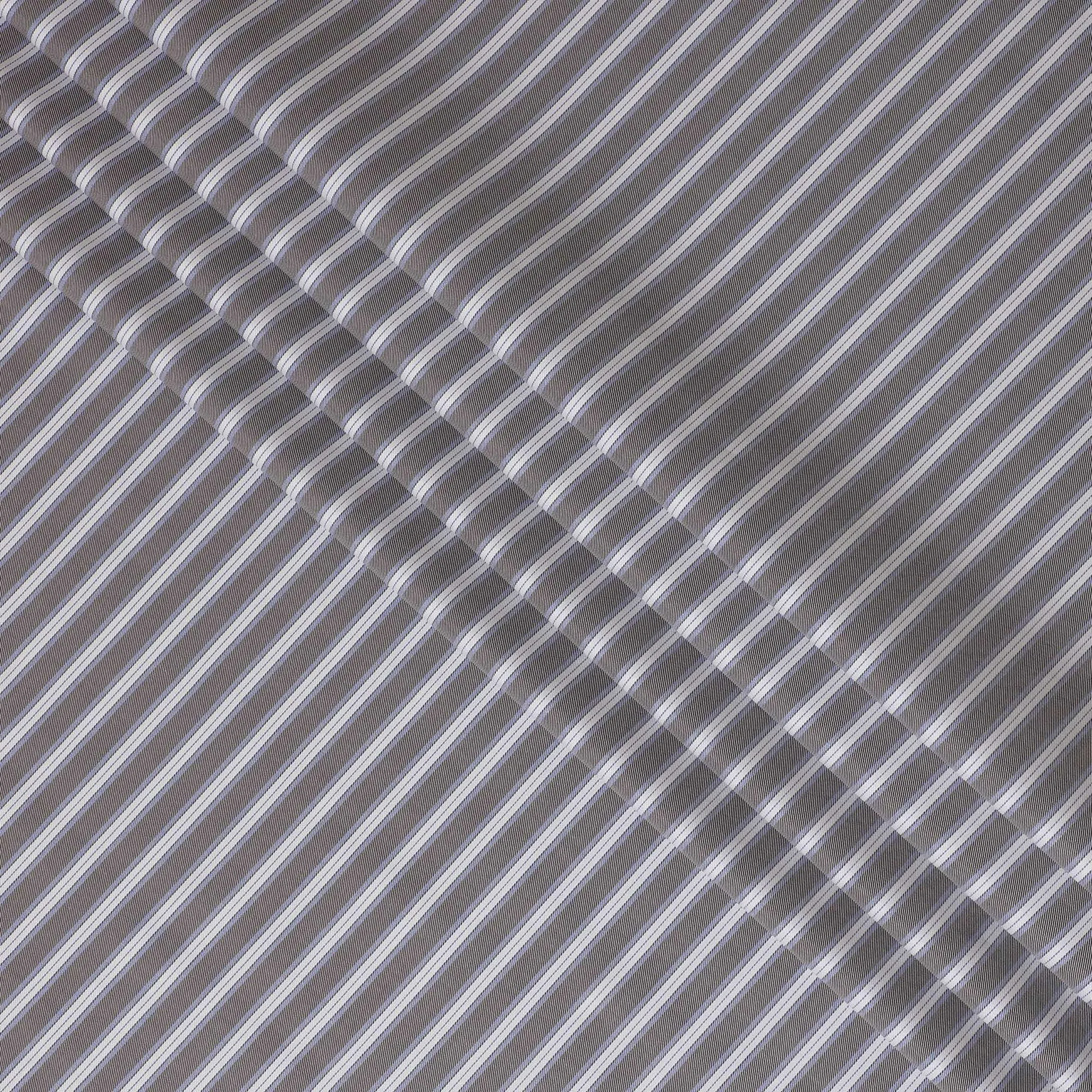 Charcoal grey Premium pure Italian 100% cotton shirting fabric with baby blue and white print in stripe design-D16642