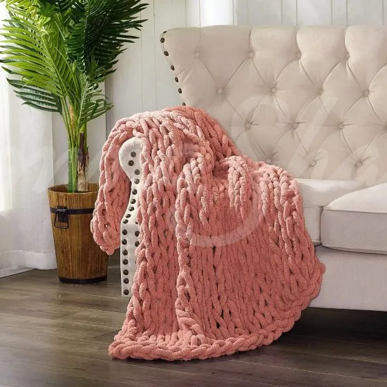 Chenille Chunky Knit Throw ~ Canyon Clay