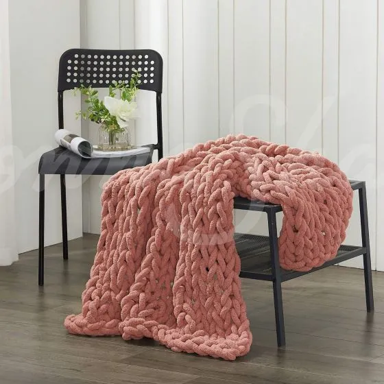 Chenille Chunky Knit Throw ~ Canyon Clay