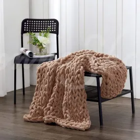 Chenille Chunky Knit Throw ~ Mink