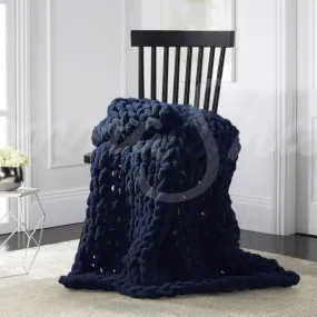 Chenille Chunky Knit Throw ~ Navy