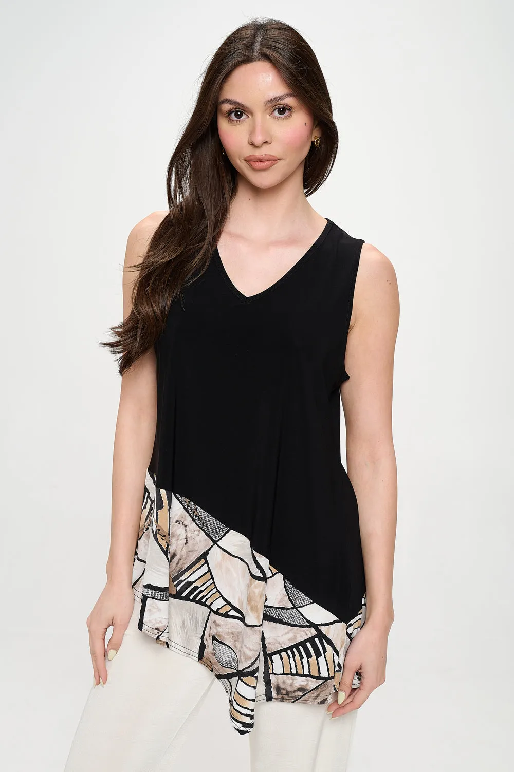 Chic Contrast V-Neck Sleeveless Tank-2062HT-TRP1-C-W393