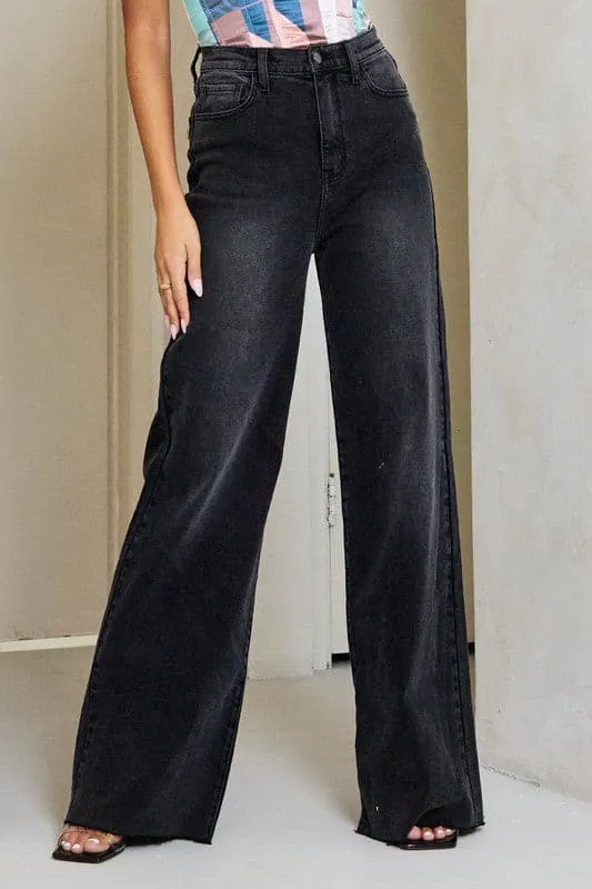 Chic High Waisted Black Baggy Jeans