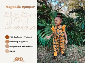 Child Magnolia Romper and Bubble Digital Sewing Pattern Sizes NB-5T