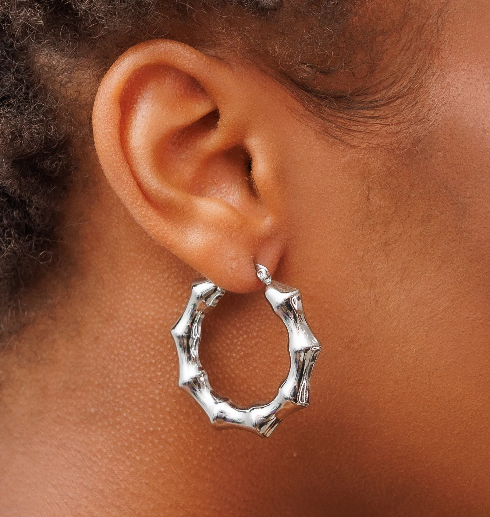 Chunky Lightweight Bamboo Hoop Earrings