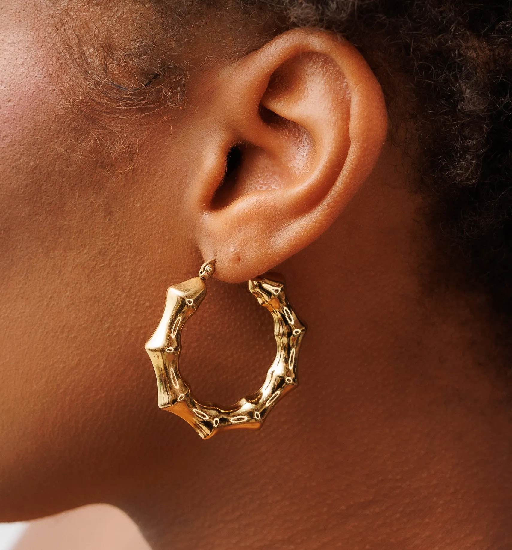 Chunky Lightweight Bamboo Hoop Earrings