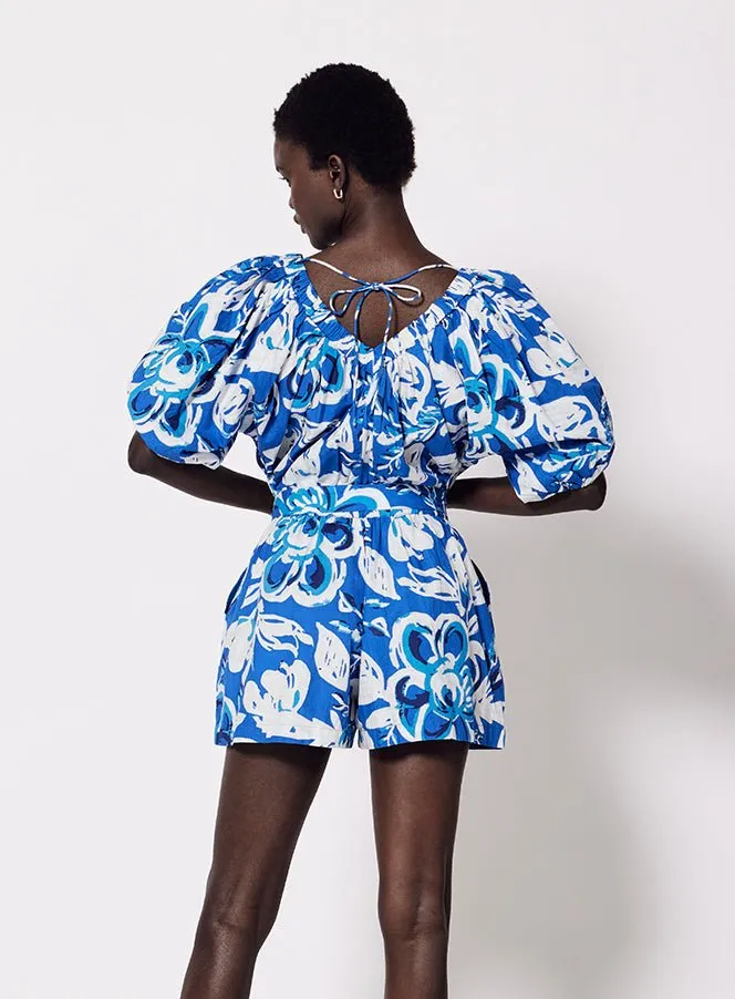 Cleobella Thalia Romper in Azure Print