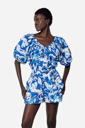 Cleobella Thalia Romper in Azure Print