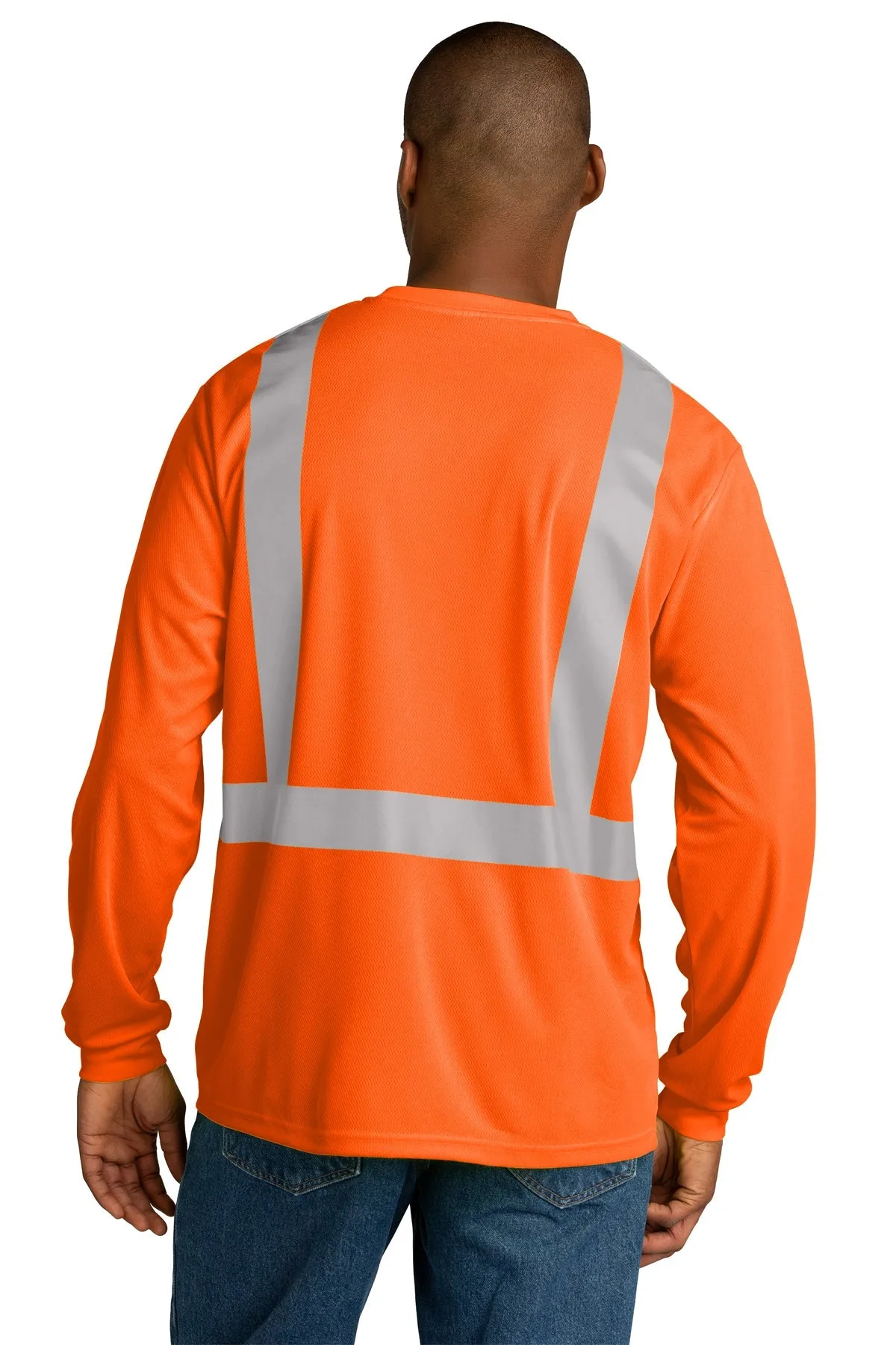 CornerStone ANSI 107 Class 2 Mesh Long Sleeve Custom Tee's, Safety Orange