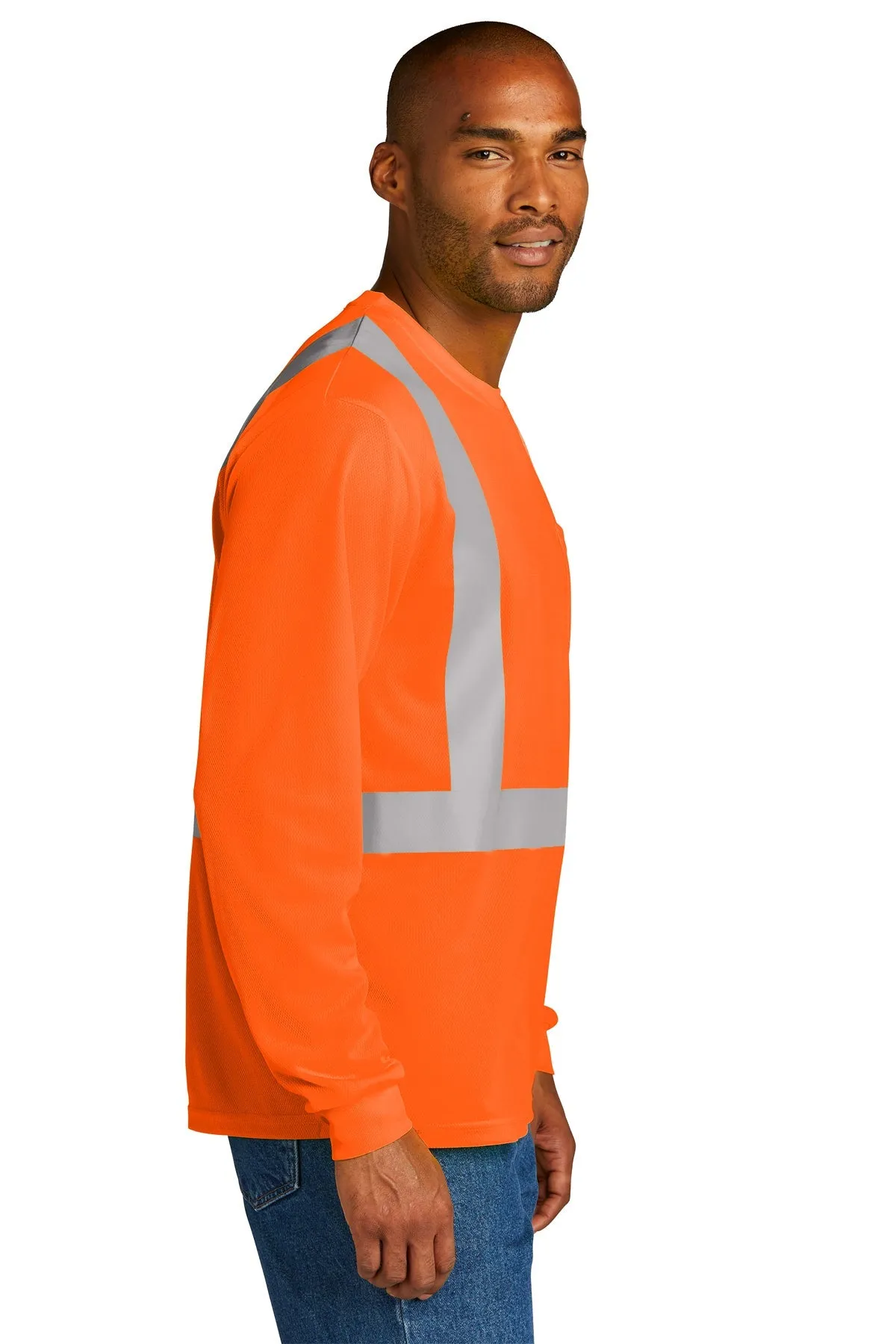 CornerStone ANSI 107 Class 2 Mesh Long Sleeve Custom Tee's, Safety Orange